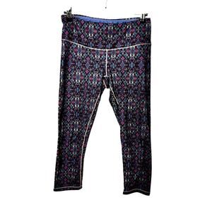 Prana Capri Leggings Purple Geometric Print Size S